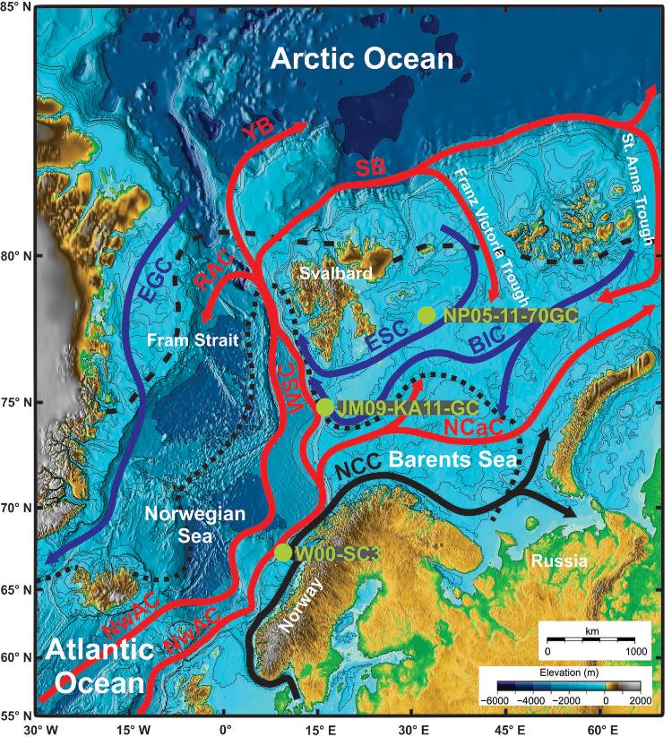 Kart arktiske havstrømmer